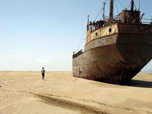 Shipwreck on the Skeleton Coast beach